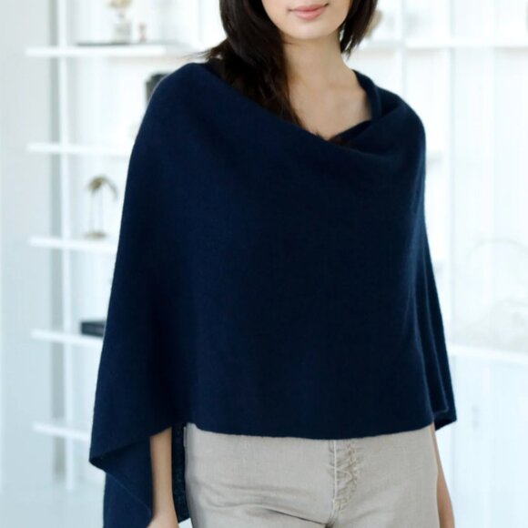 100% Black Cashmere Dress Topper, Women's Poncho *NWT* - Picture 7 of 14